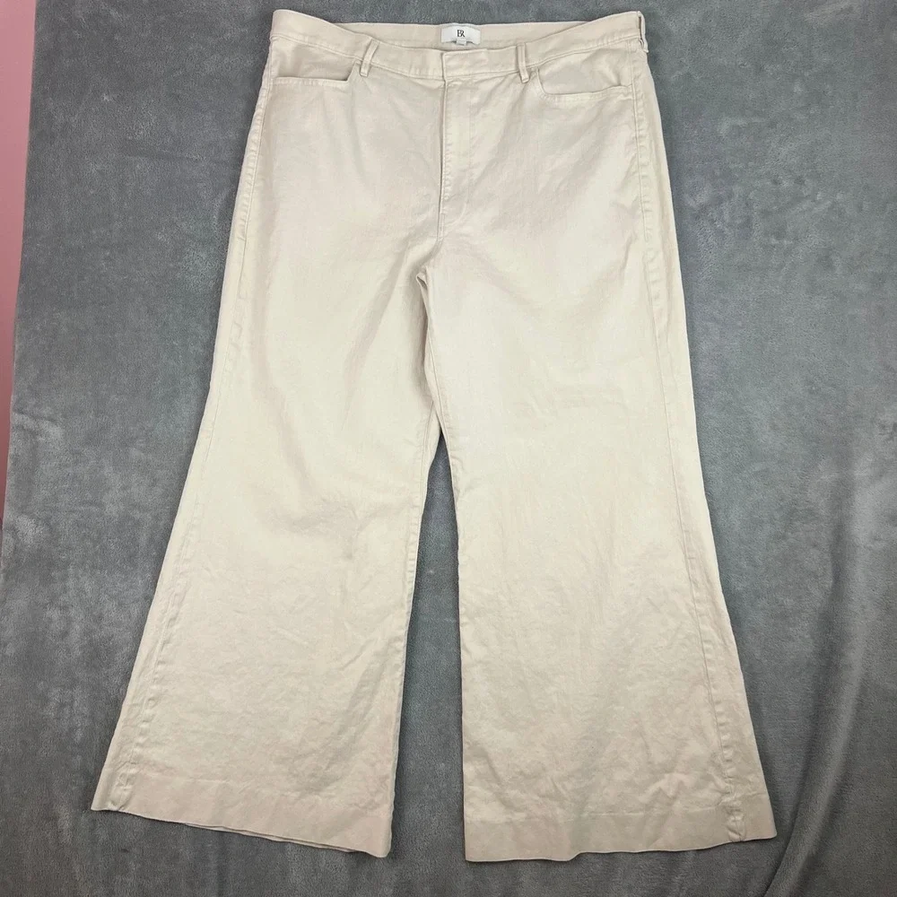 Banana Republic High Rise Wide Leg Pants Womens 35 Linen Blend Sophisicated